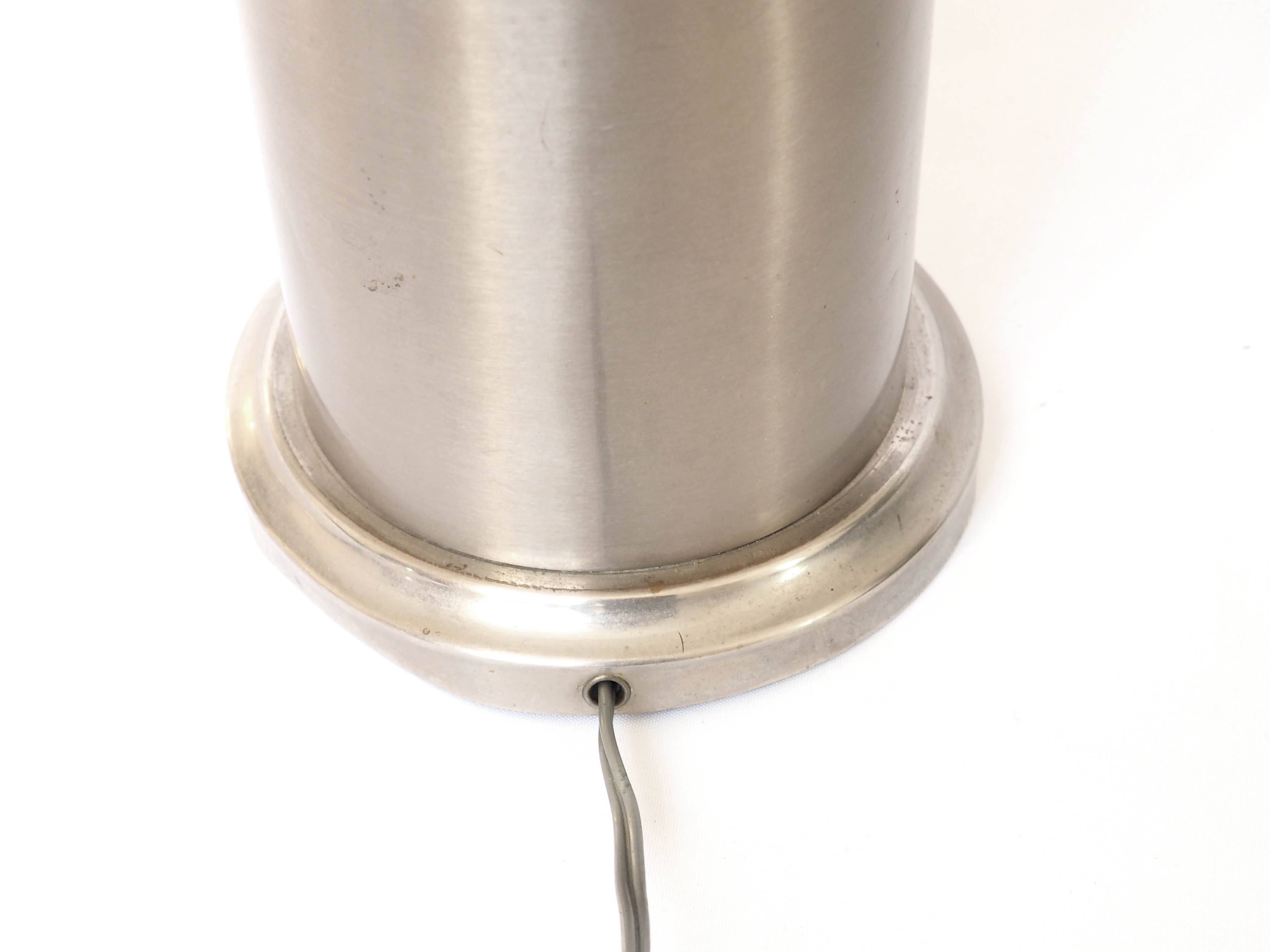 Pied de lampe maison Barbier 2 spheres acier poli