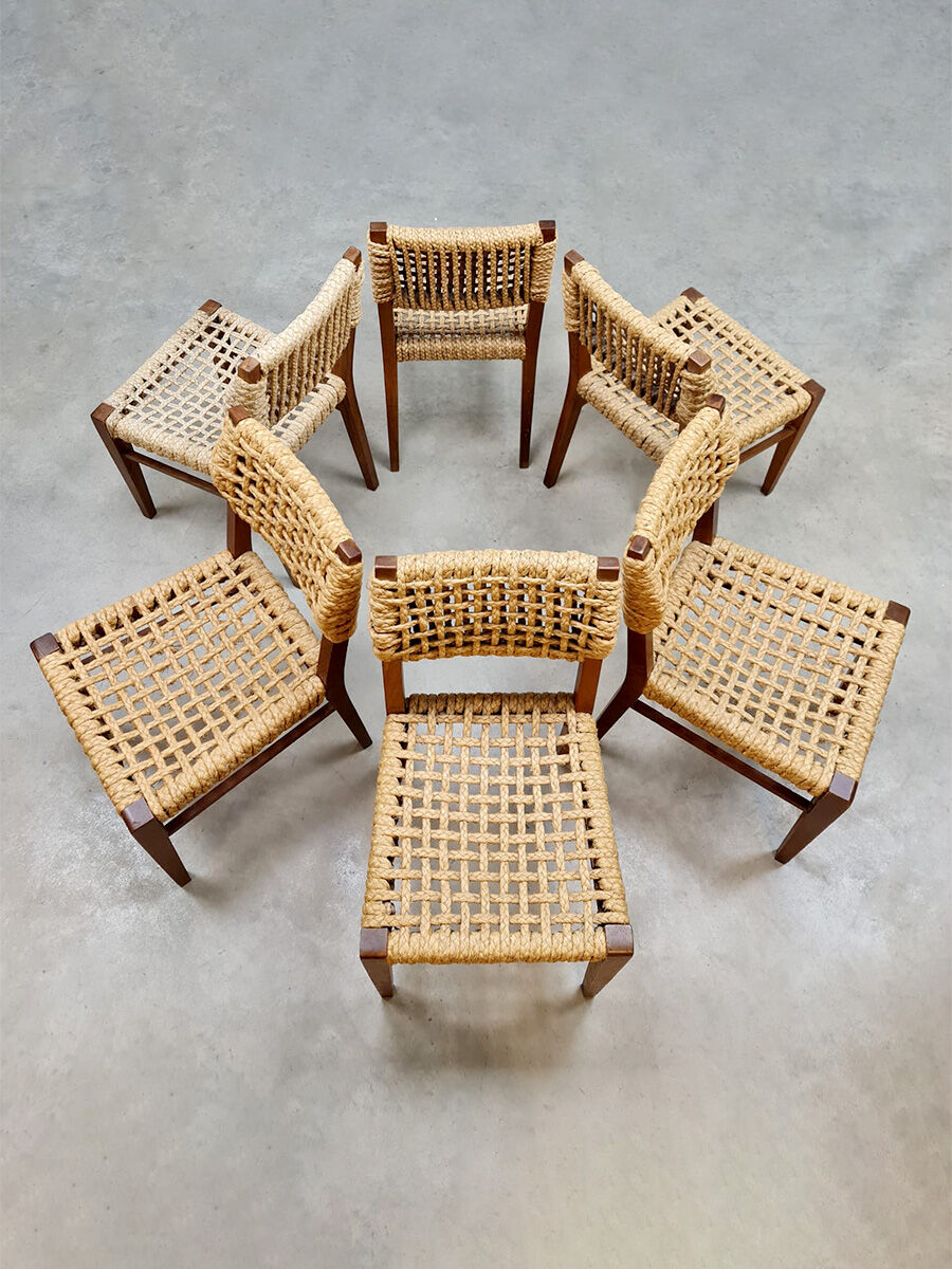 Vintage woven rope dining chairs design
