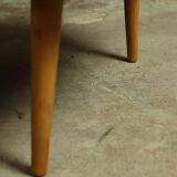 Fauteuil club vintage expo '58 tapisserie boucle blanche entièrement rénovée salon style art déco