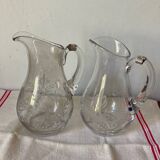 2 crystal and solid silver carafes