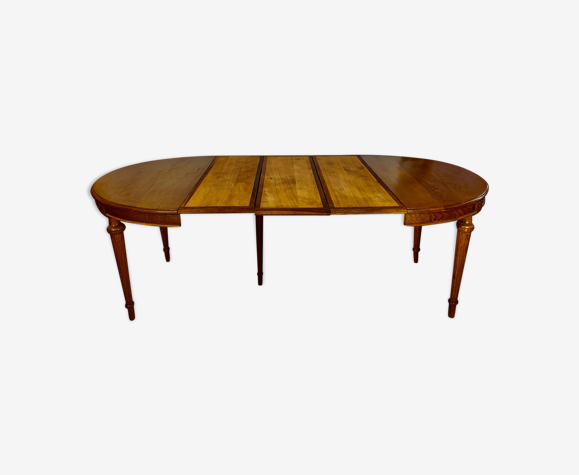 Table de Style Louis XVI en chêne avec trois rallonges