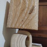 Brutalist lamp in carved stone by Albert Tormos.