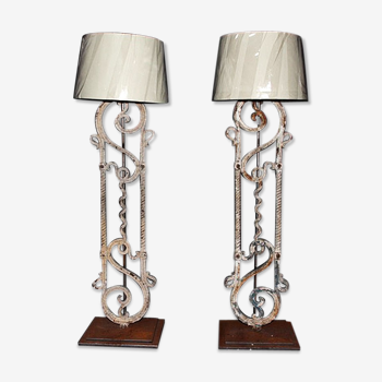 Pair of decorative cast-iron lamps