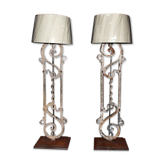 Pair of decorative cast-iron lamps