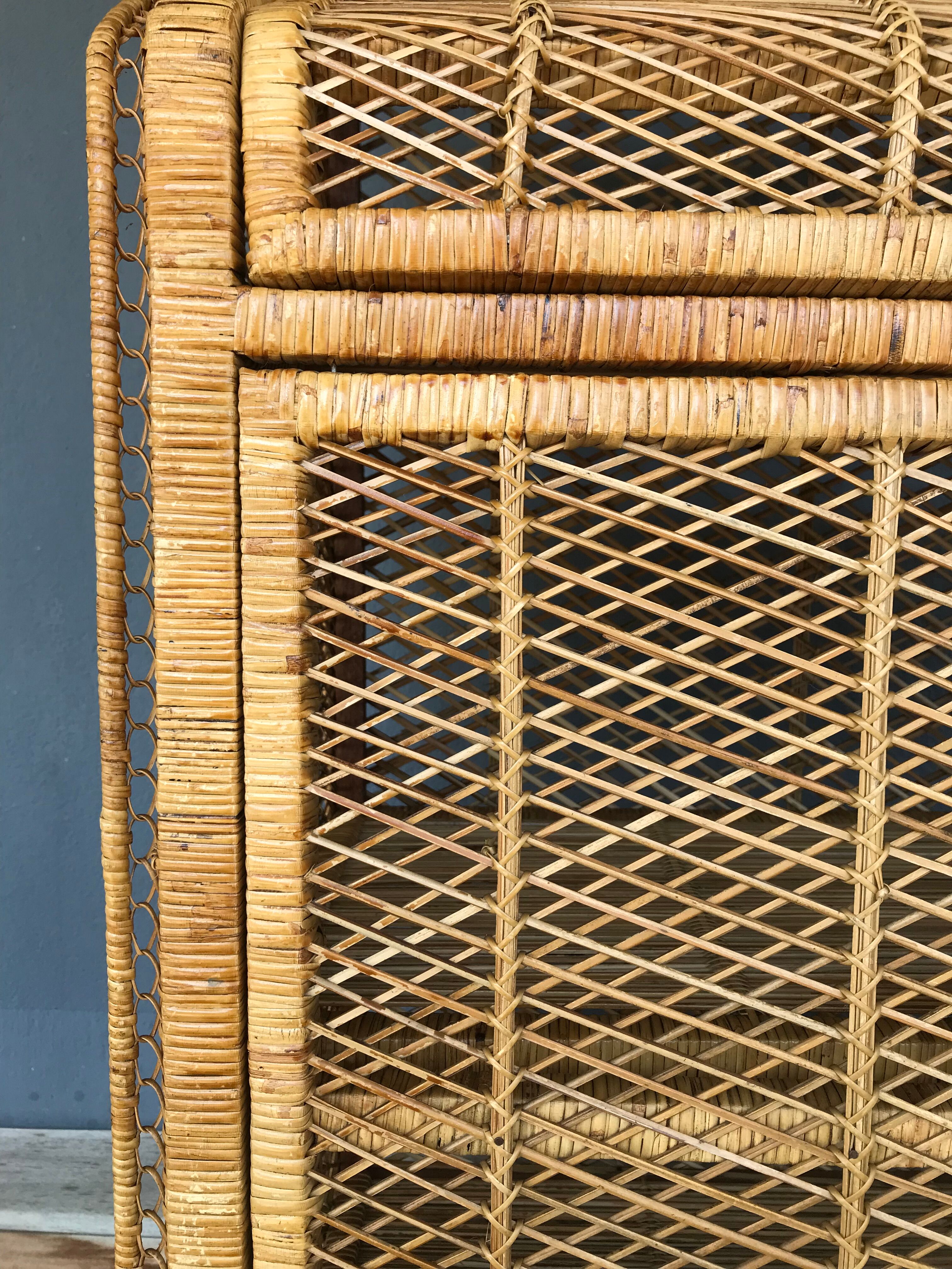 Vintage rattan bookcase