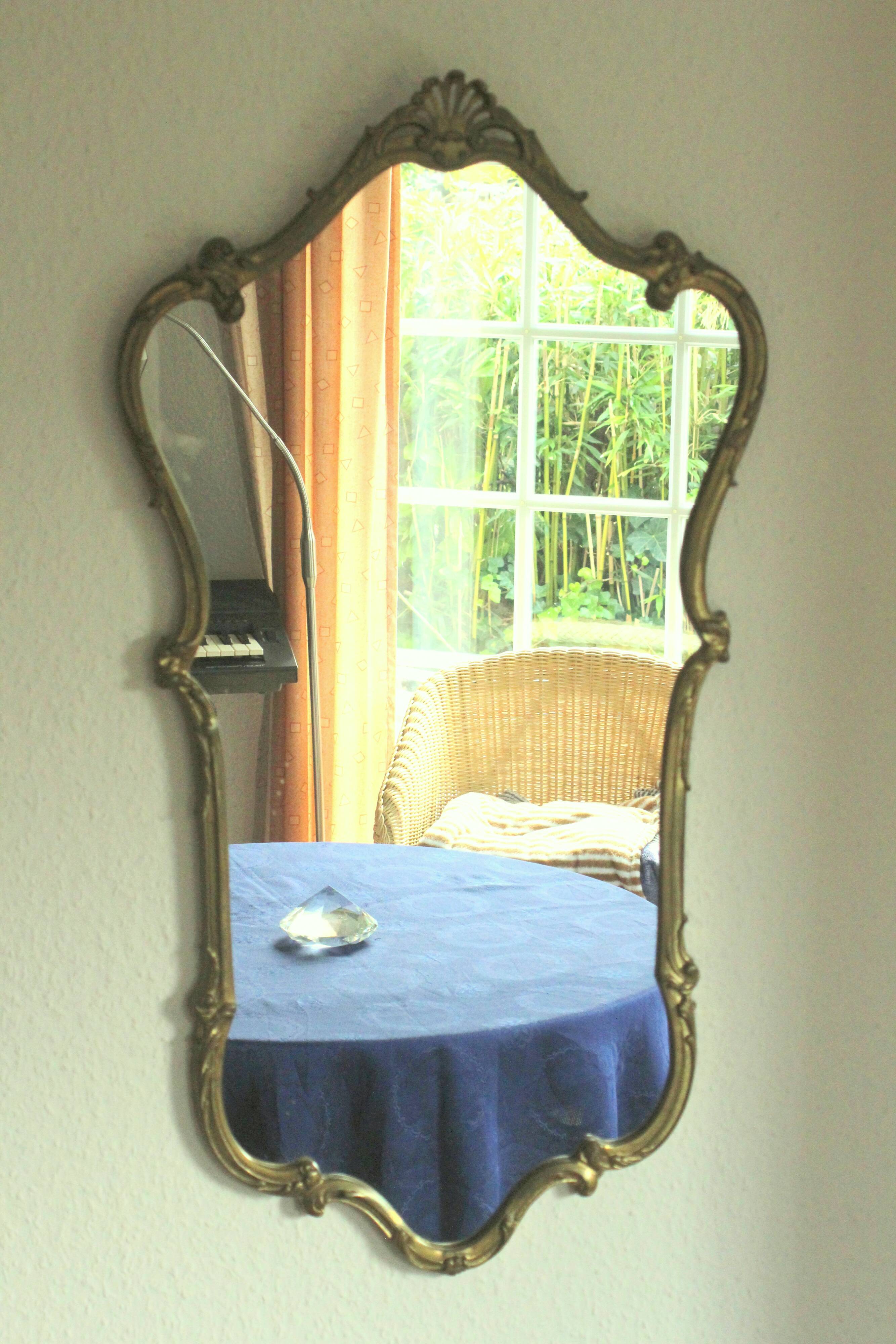 Large wall mirror with a brass frame - Vintage from the 50s