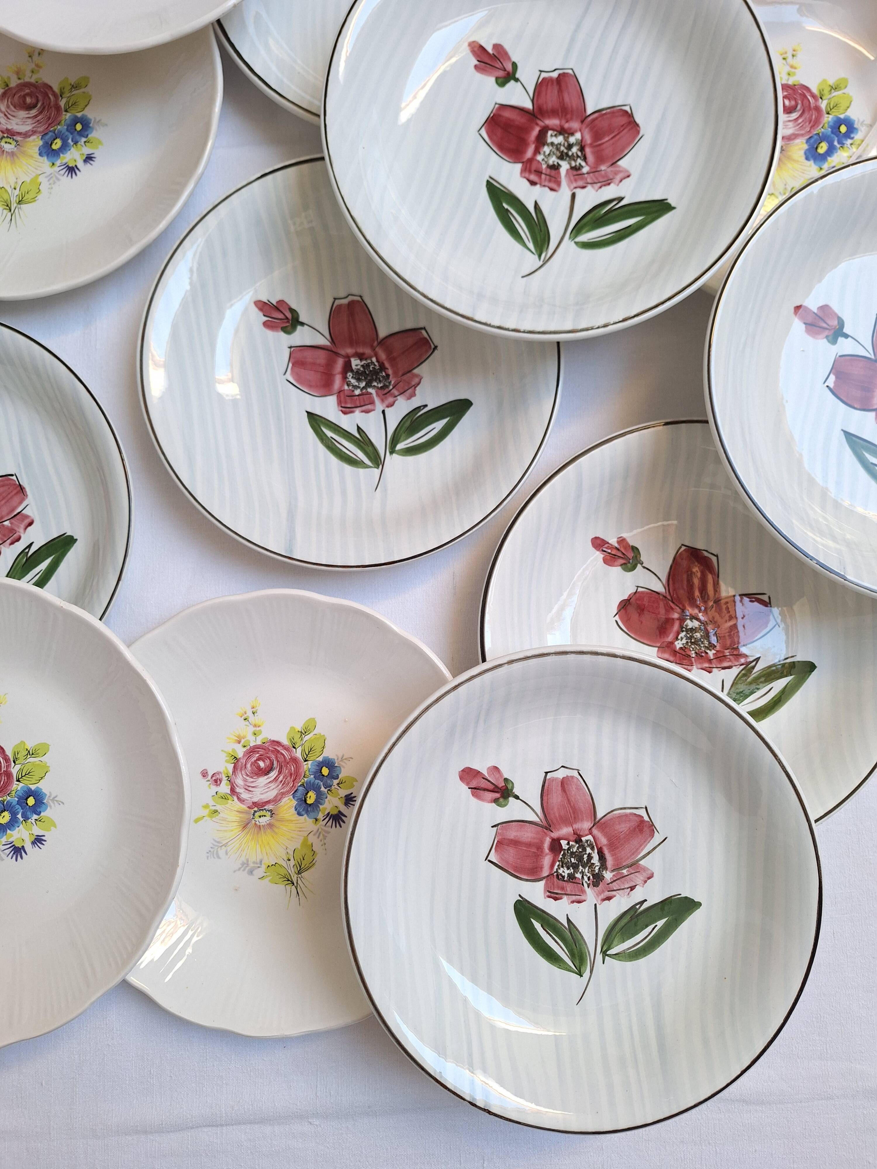 Deep plates / flower salad plates Sarreguemines