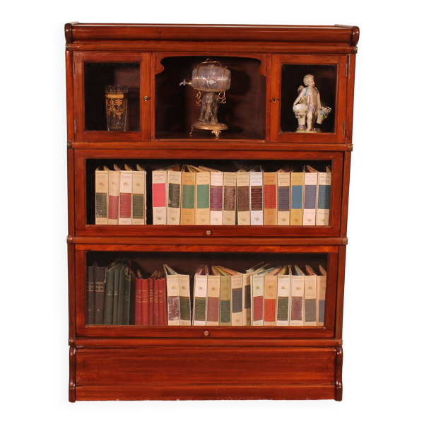 Bibliothèque Globe Wernicke En Acajou De 3 éléments Avec Petit Cabinet