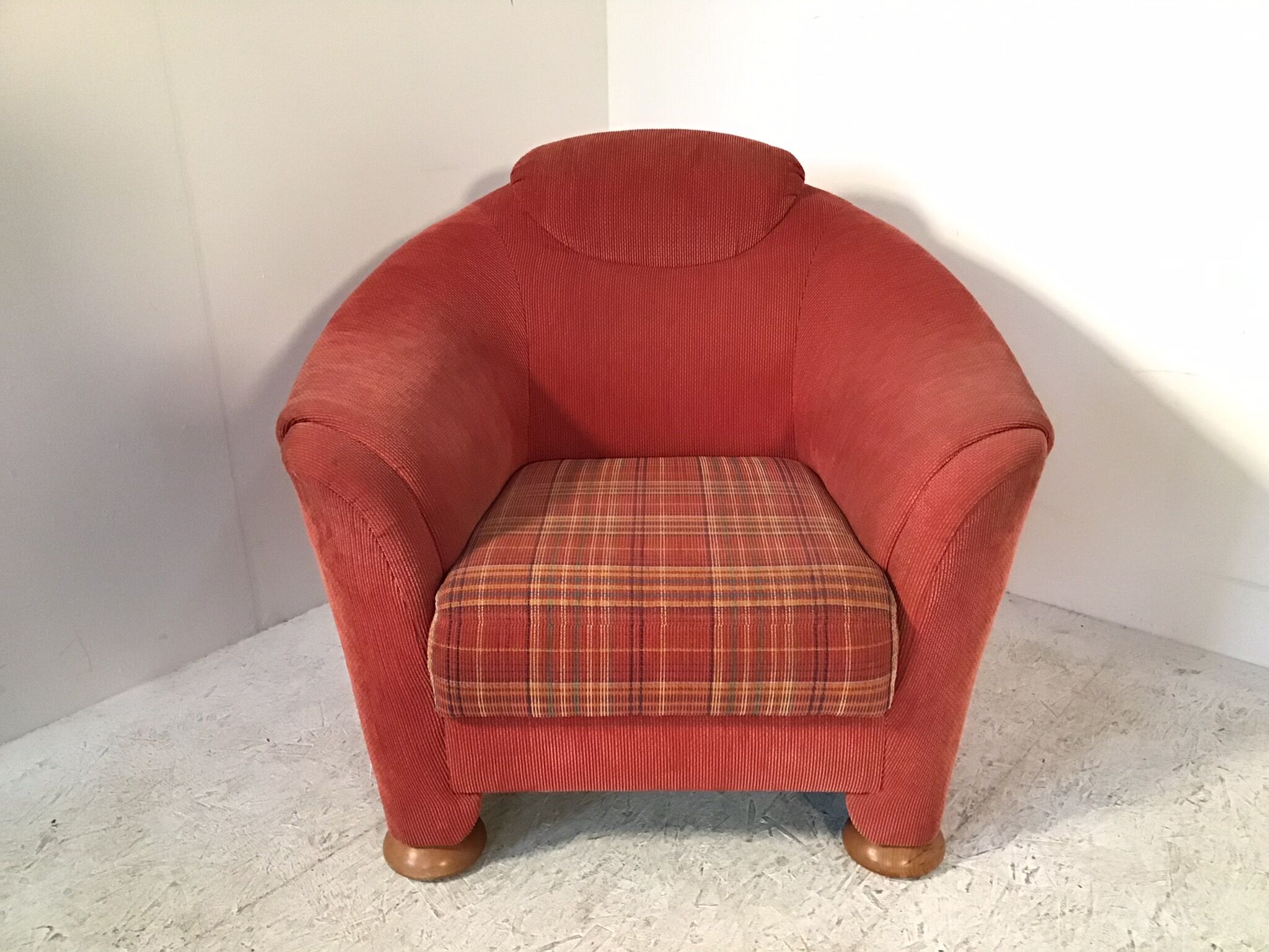 Red fabric club chair