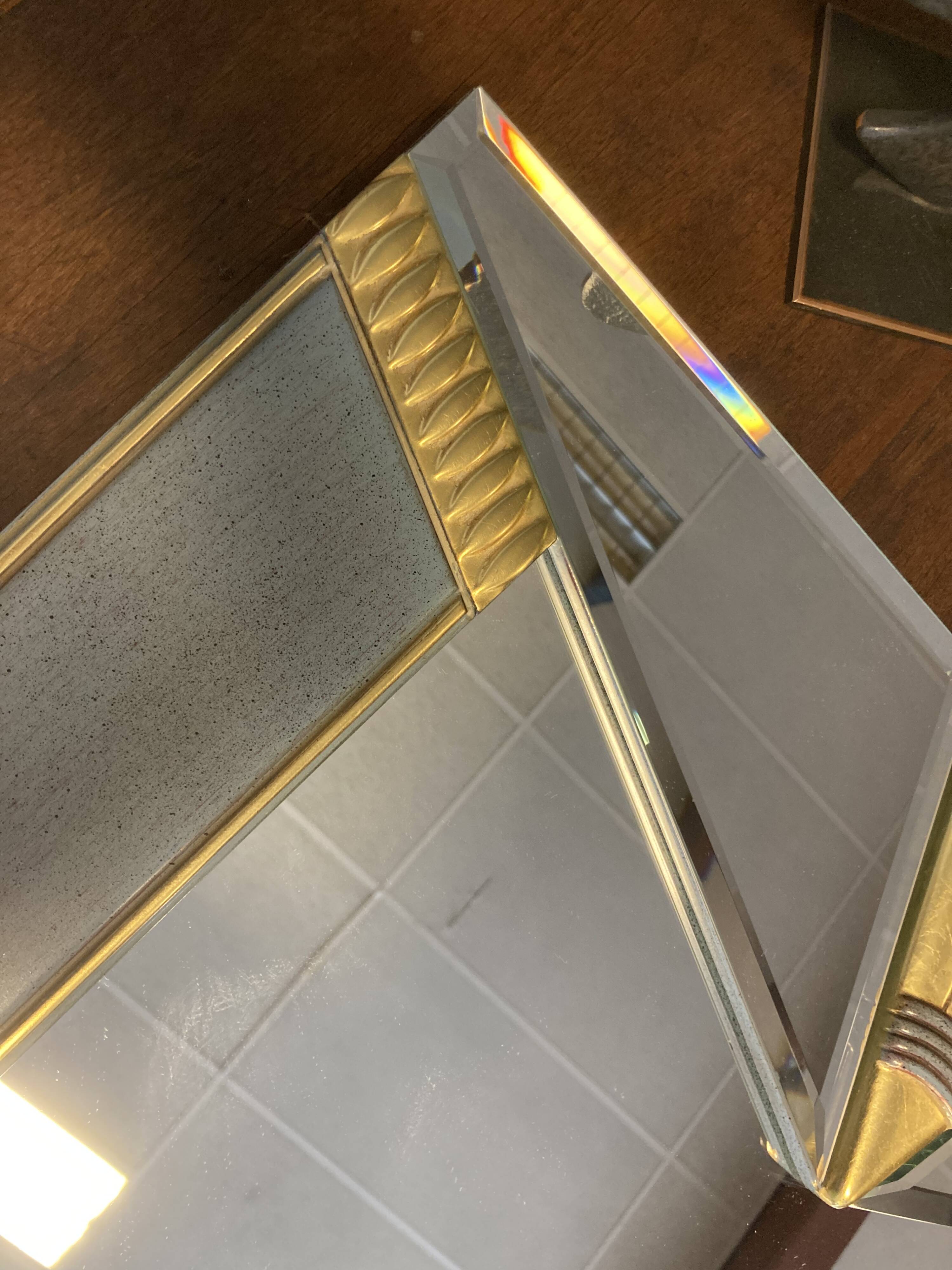 Large Gold Plated Mirror by Deknudt Belgium 1980s