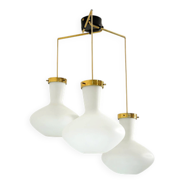 Stilnovo Three-Light Pendant, 1950s