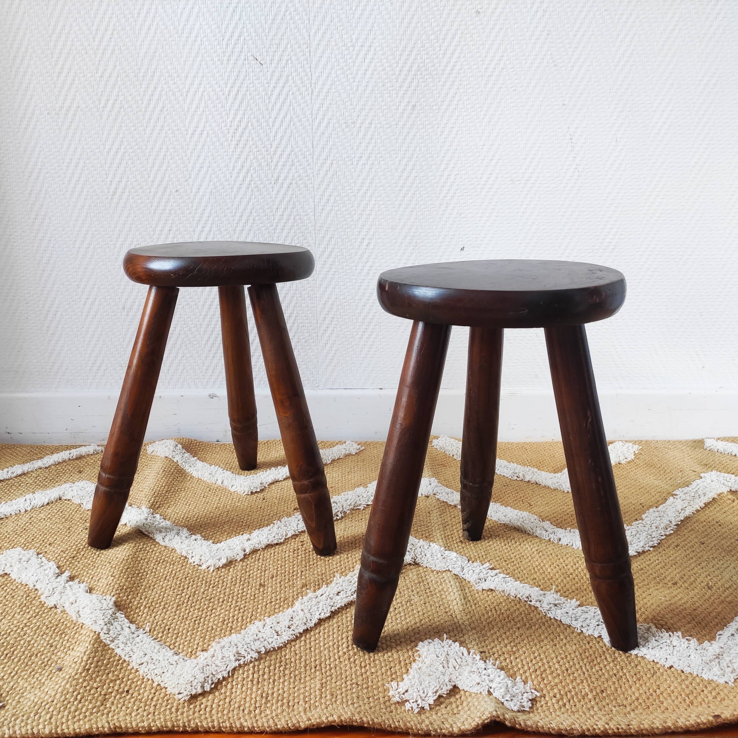 Vintage tripod stool pair