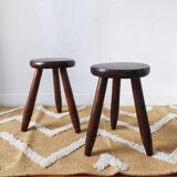 Vintage tripod stool pair