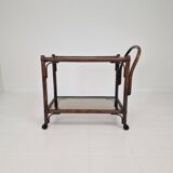 Italian Bas Card or Trolley in Bentwood and Smoked Glass, 1970's