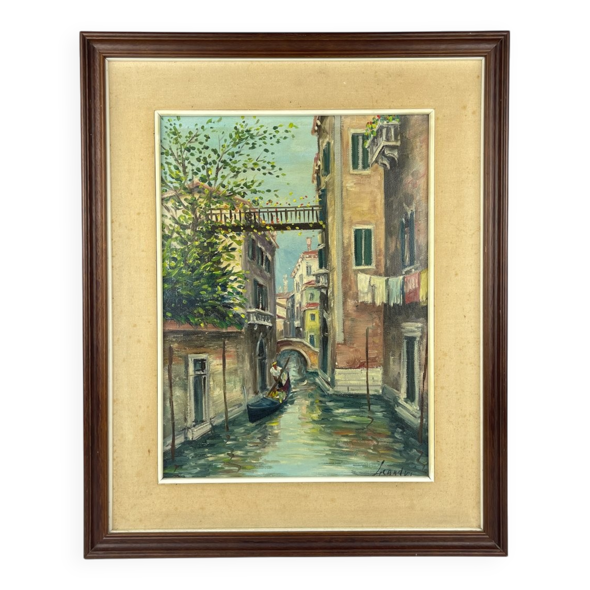 Italian artist, Venice Canal, original oil painting, 1960s, framed.