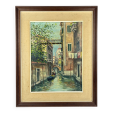 Italian artist, Venice Canal, original oil painting, 1960s, framed.