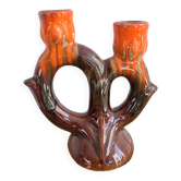 1960s ceramic two-branch candlestick chandelier