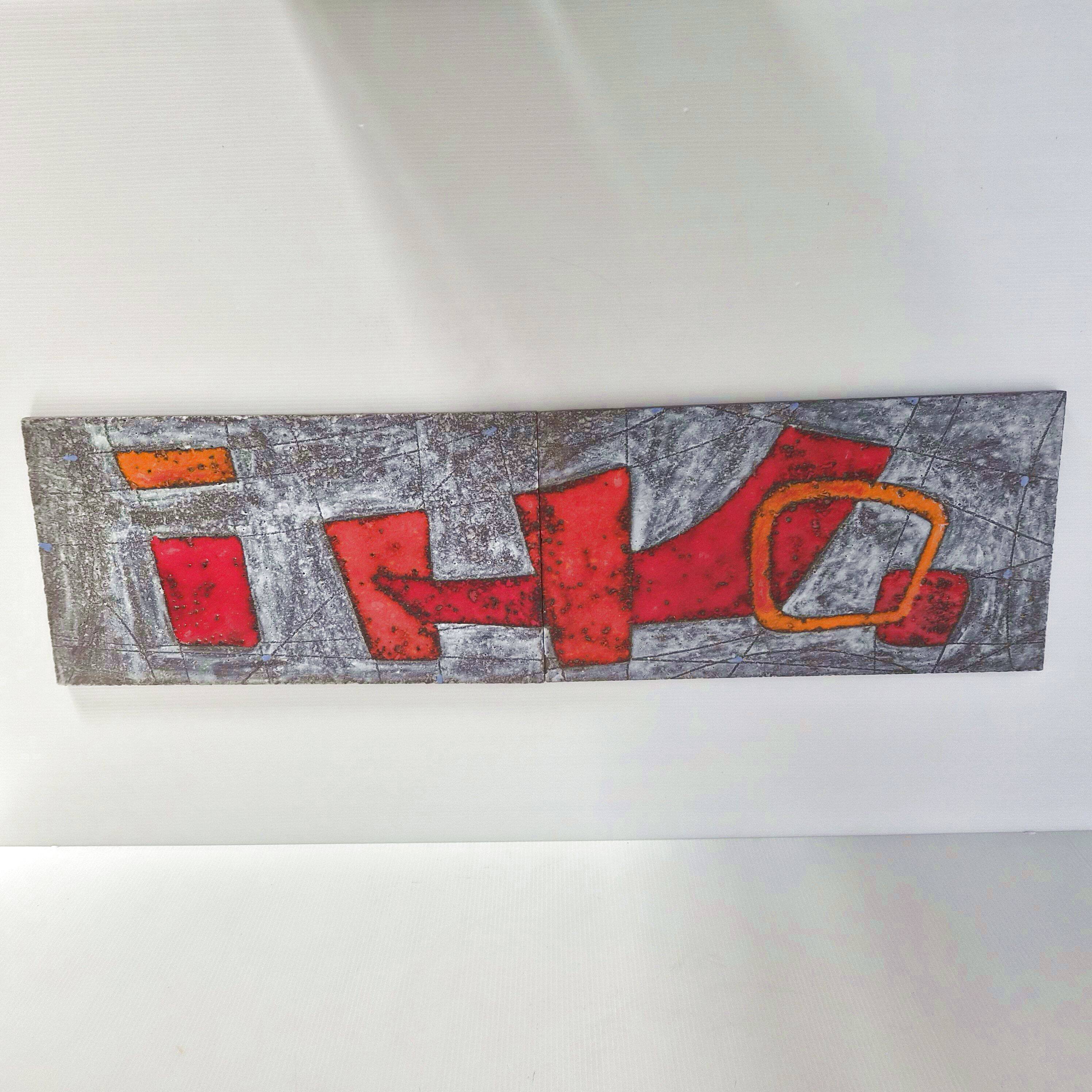 SET OF 2 VINTAGE PANELS FORMING A MURAL 1960 CLOUTIER BROTHERS ROBERT & JEAN 60S