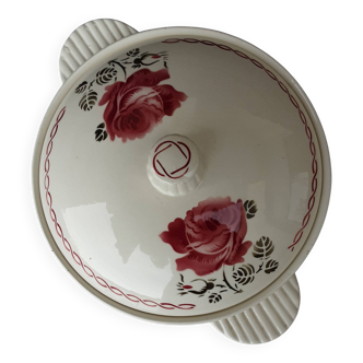 Soupiere vintage en faïence marque fenal de badonviller motif germaine