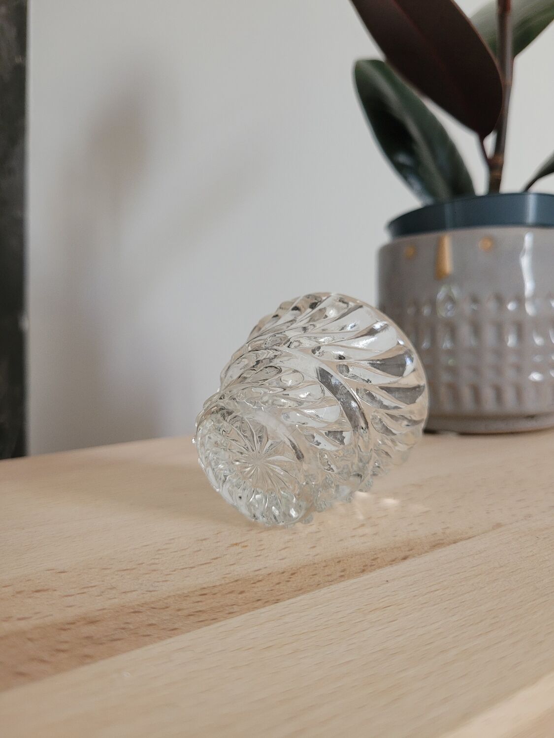 Small molded glass candle holder