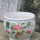 White glazed ceramic pot cover slurry vintage fruit