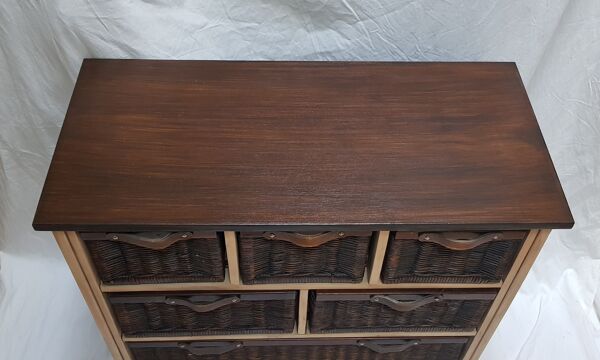 Commode 6 tiroirs en rotin