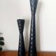 Pair of vintage metal diabolo candlesticks