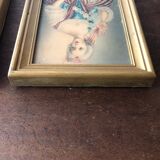 Paire de petits cadres portrait de marquises