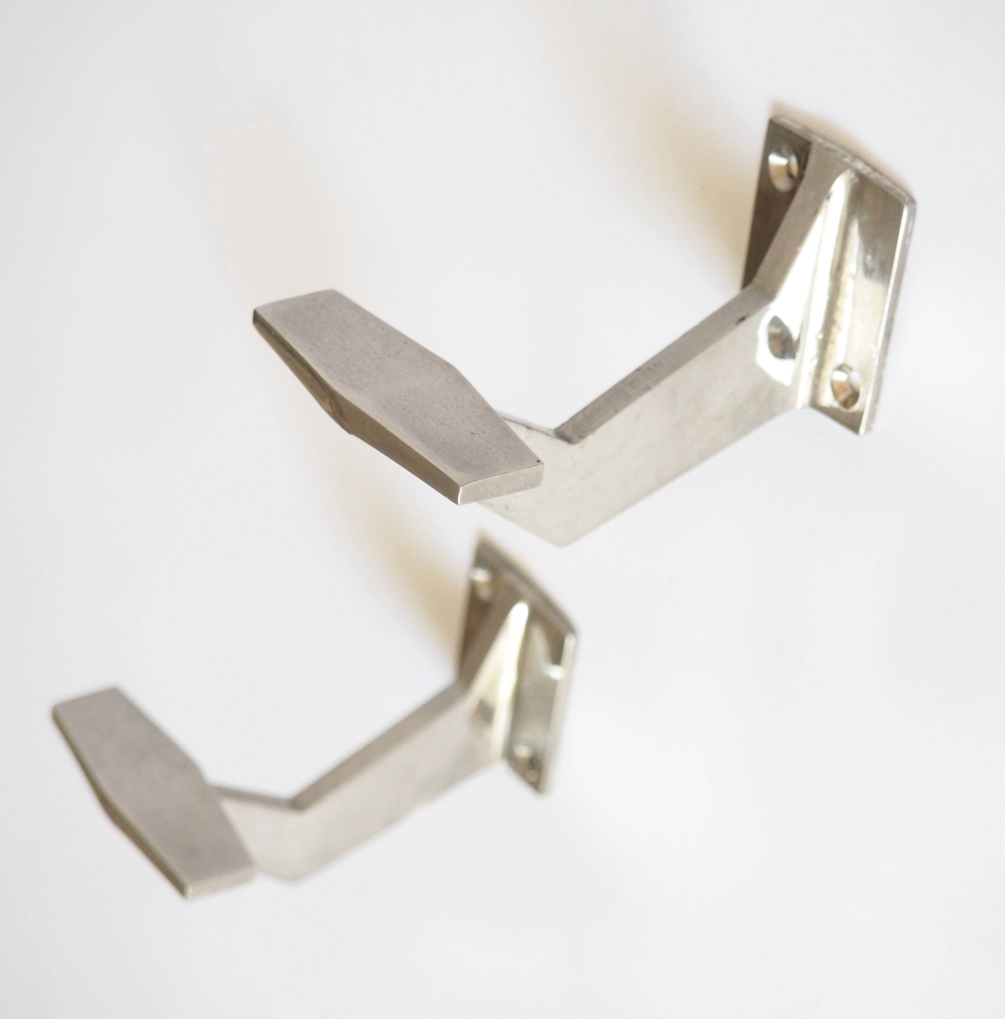 Pair of chrome steel coat hooks
