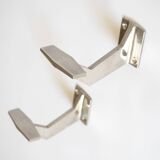 Pair of chrome steel coat hooks