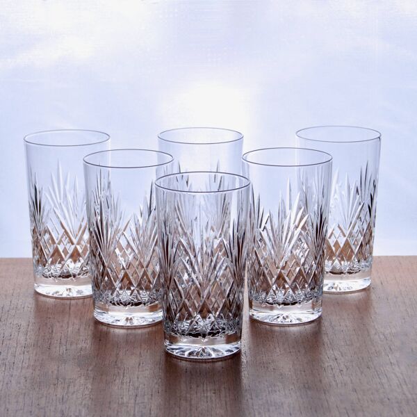 6 grands verres en cristal de Montbronn soufflés bouche collection ''Blois