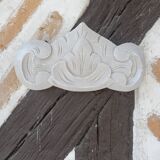 Linen patinated carved pediment woodwork
