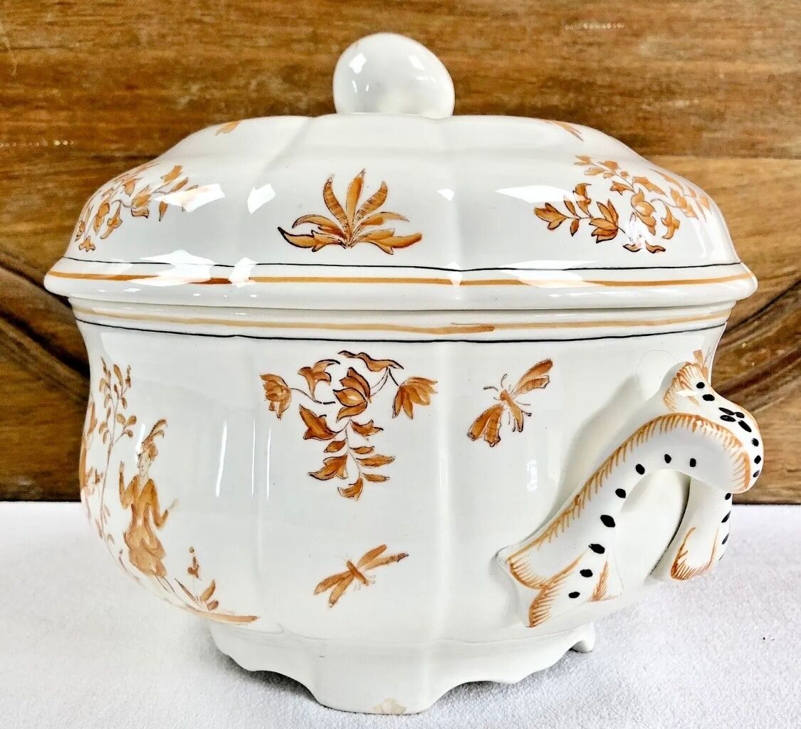 Ancienne soupière légumier Longchamp décor Moustiers  Olérys