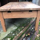 Raw wood farm table coffee table