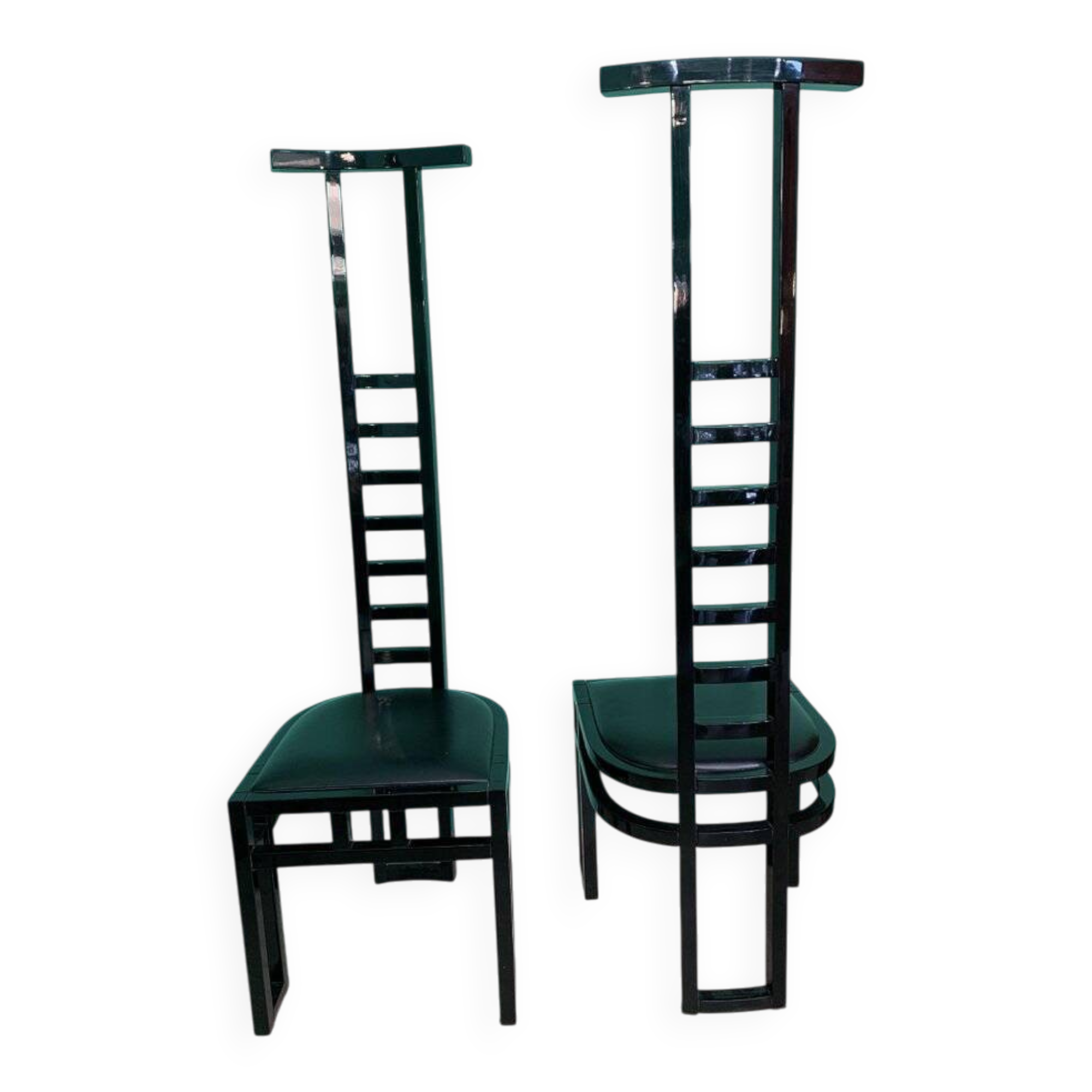 Decorative Black Lacquered Chairs, Italy, 1970, Set of 2