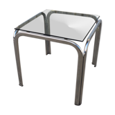 Vintage 70s smoky glass and metal coffee table