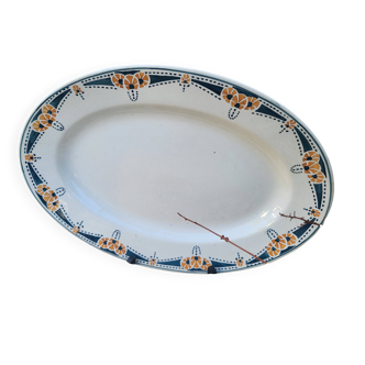 Longwy Art Deco oval dish