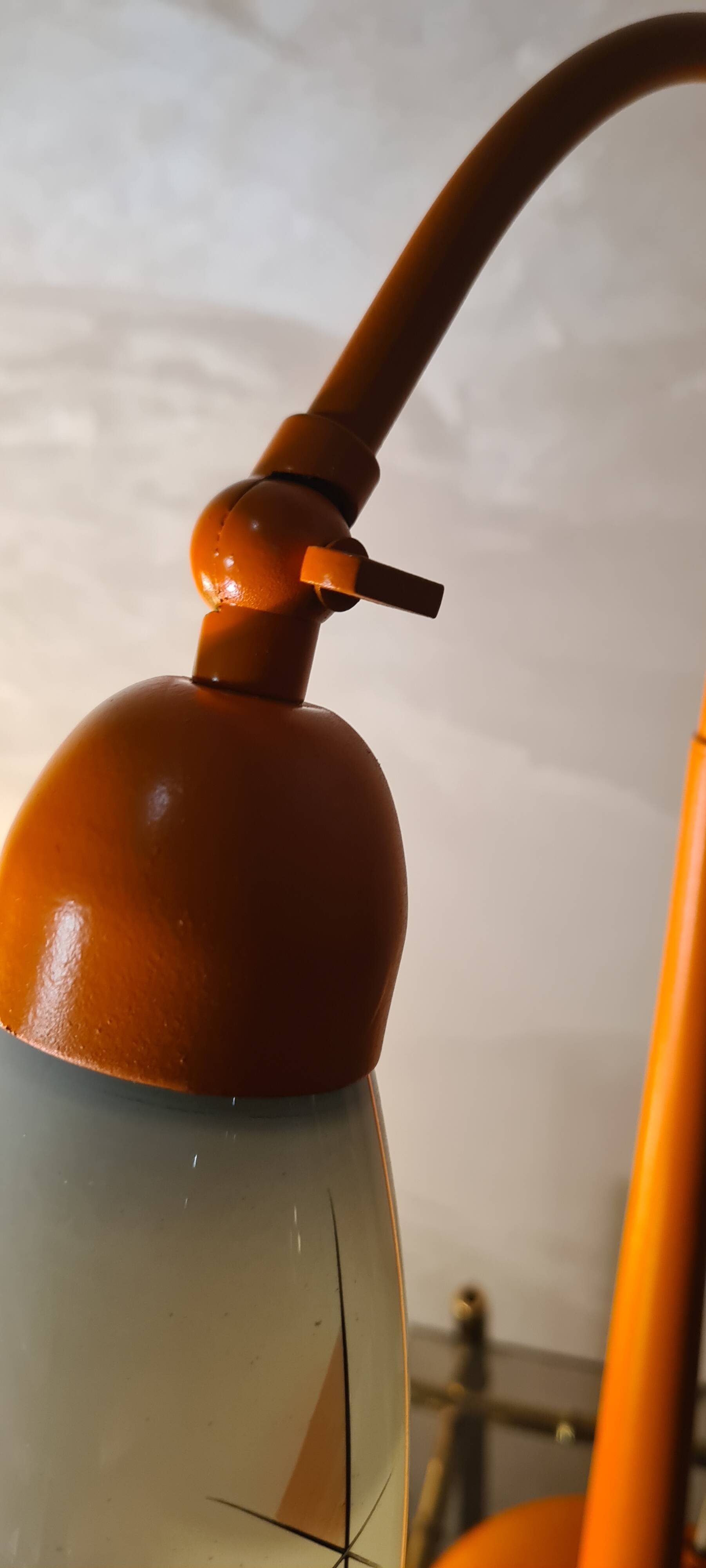 Orange painted steel lamp