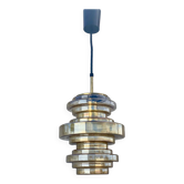 Pendant light in amber gilded glass - Limburg Glashütte, Germany, 1970