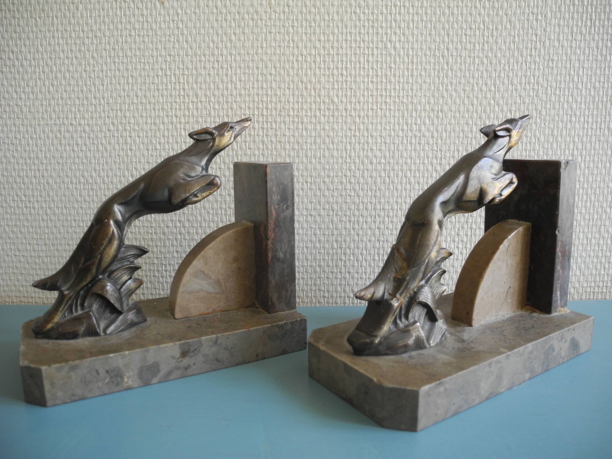 pair of art deco greyhound bookends bronze marble antique pair of bookends