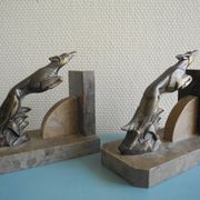 pair of art deco greyhound bookends bronze marble antique pair of bookends