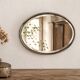 French vintage oval mirror with beveled glass and metal frame