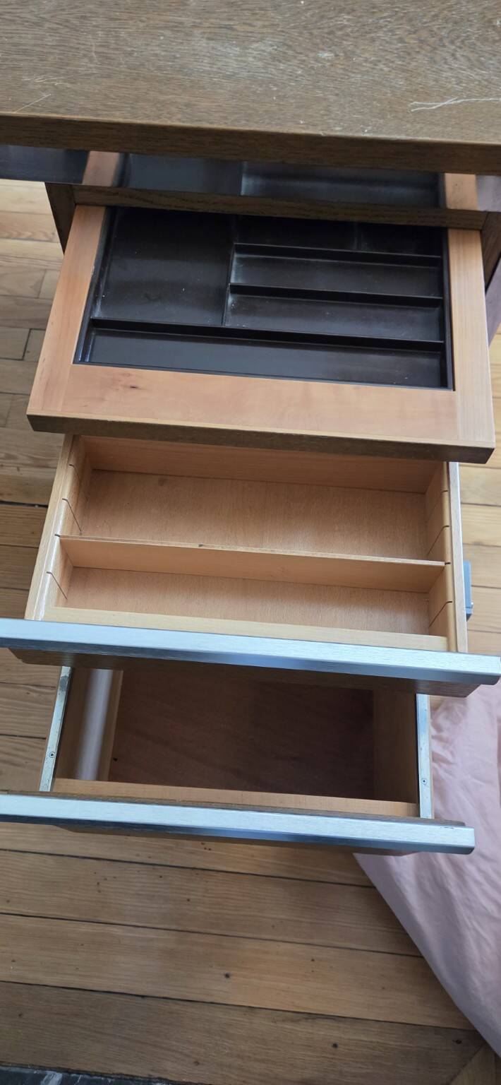 Vintage Swiss desk from the 60s/70s – wood & metal – 120 cm