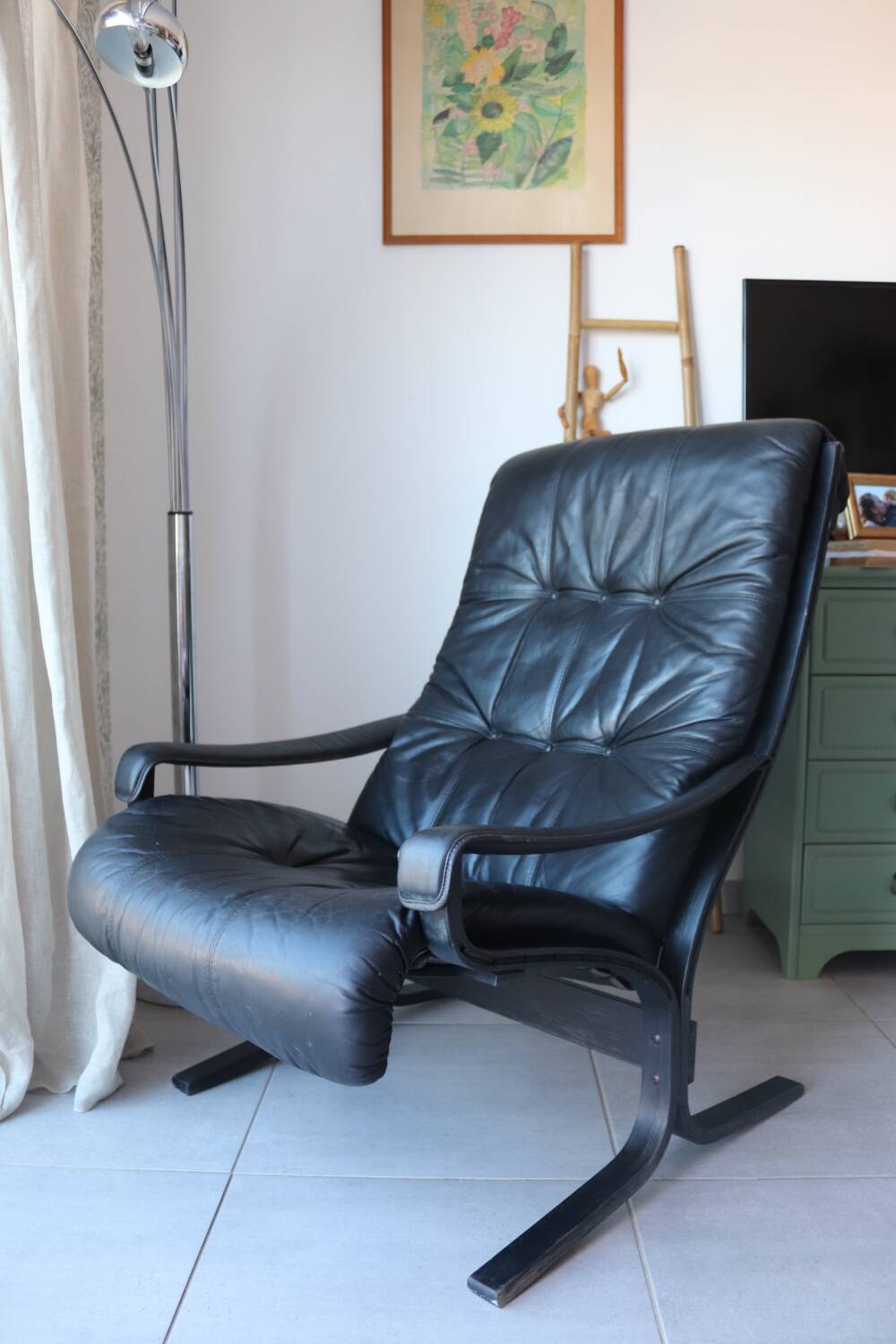 Siesta armchair Westnofa ingmar relling vintage black leather