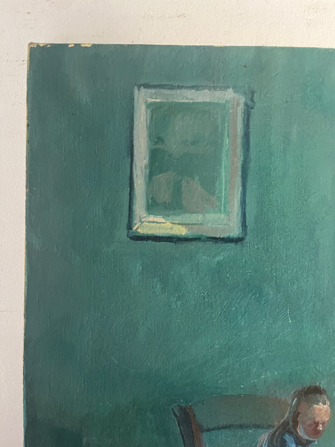 "Face to face with my dog", original oil on canvas