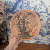 Jean Marais vintage terracotta plate from the 1970s surrealist