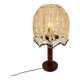 Lampe de table avec base en chêne et abat-jour en macramé, années 1960