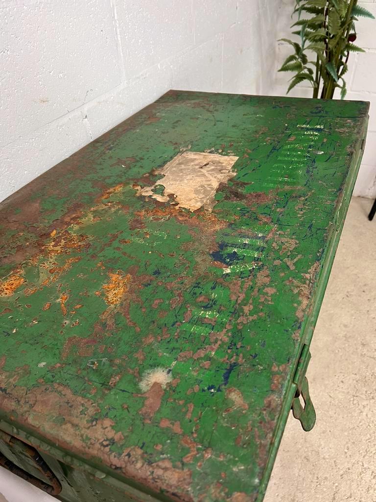 Vintage green industrial trunk