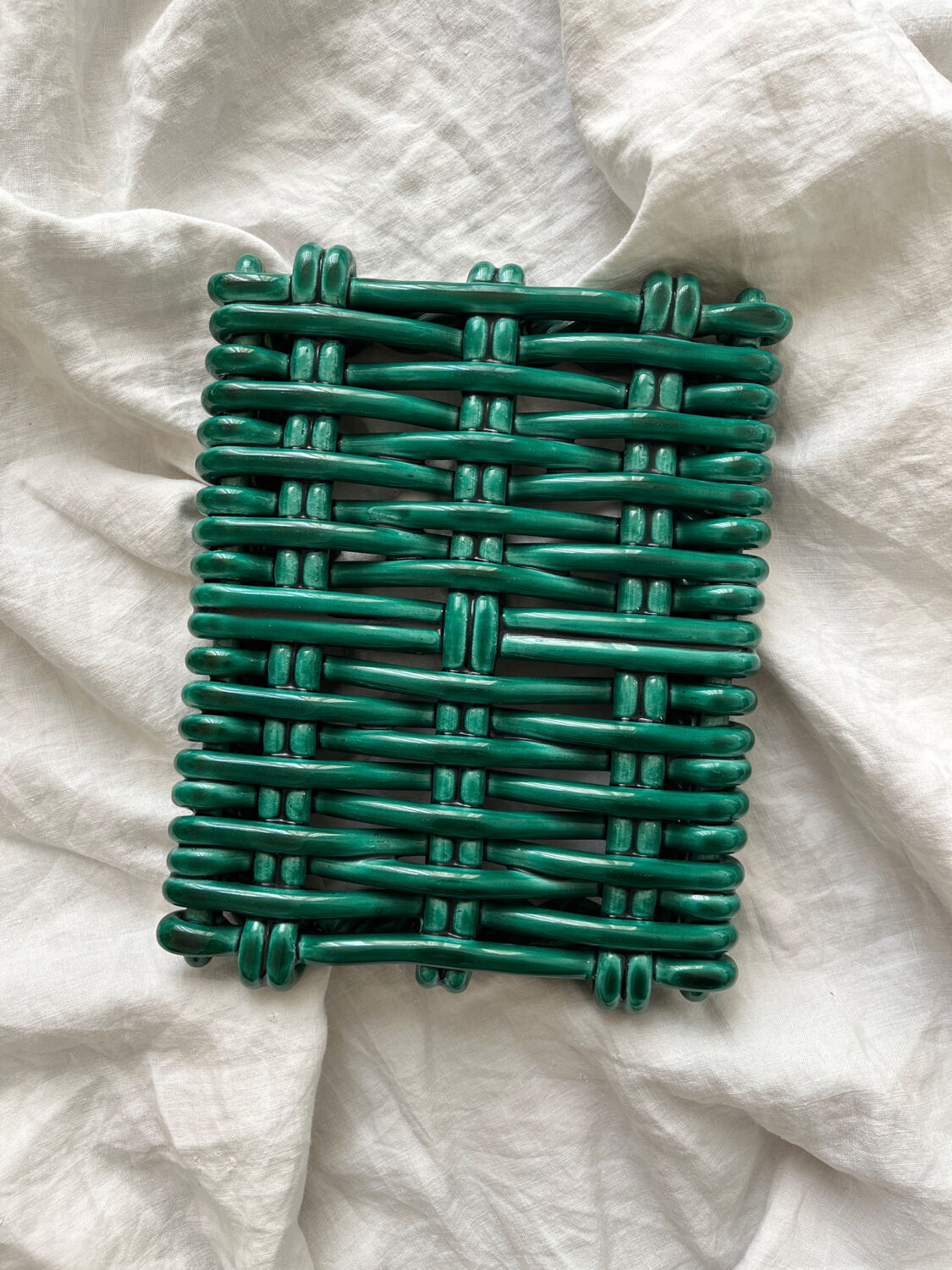 Vintage Vallauris woven ceramic trivet