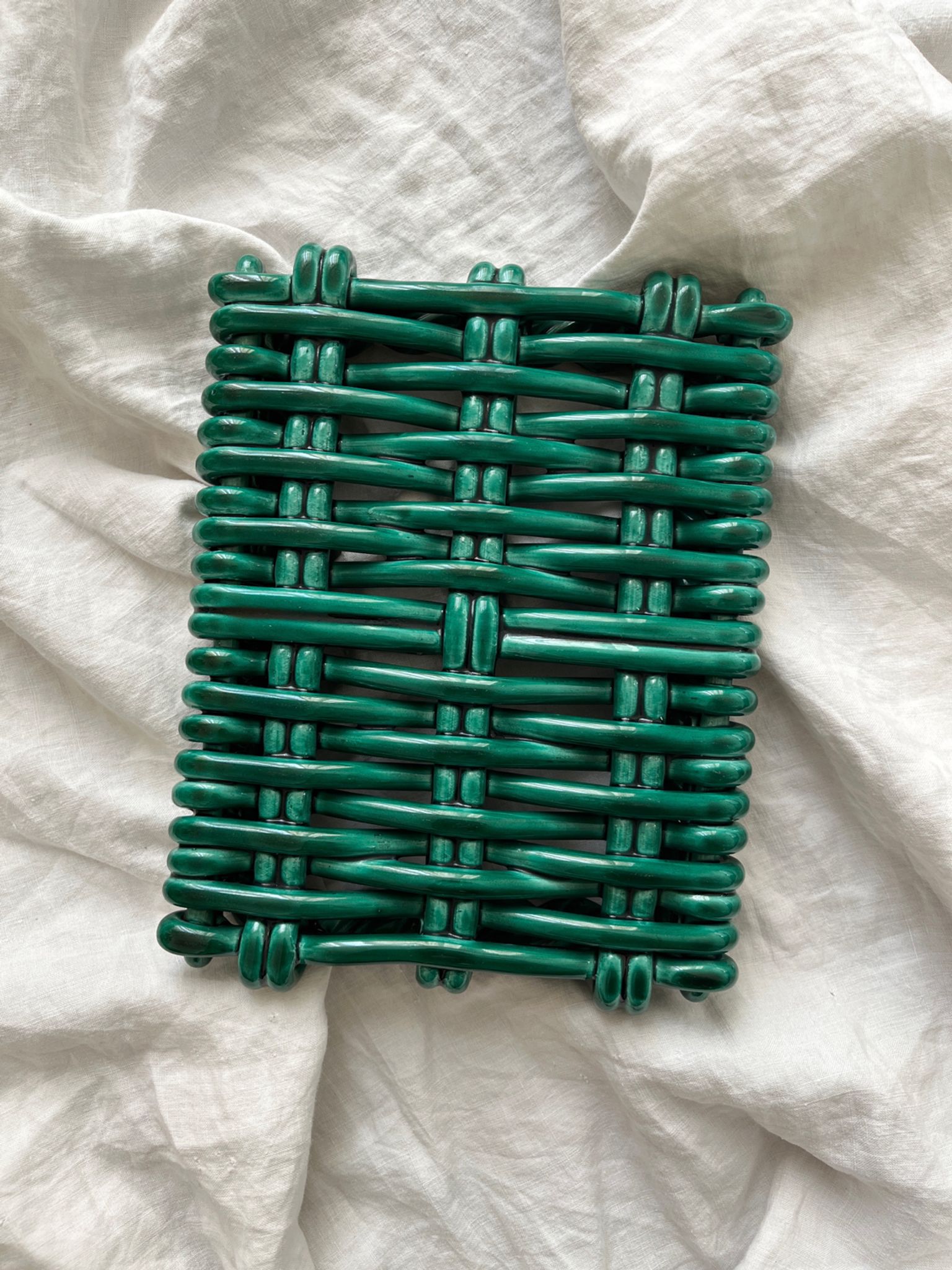 Vintage Vallauris woven ceramic trivet